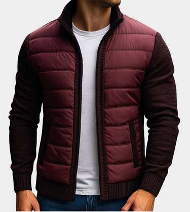 Giacca ibrida in maglia da uomo con pannello frontale imbottito 3