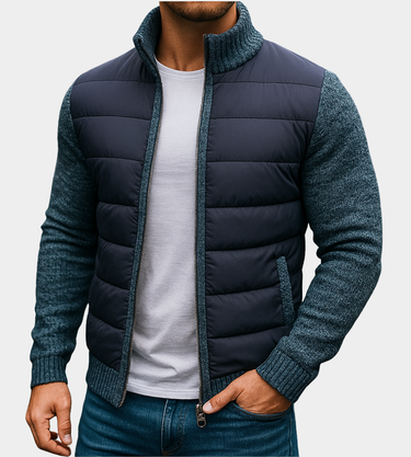Giacca ibrida in maglia da uomo con pannello frontale imbottito 4