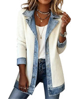 Giacca in maglia a coste da donna con finiture in denim 1