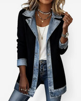 Giacca in maglia a coste da donna con finiture in denim 2