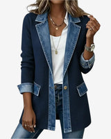 Giacca in maglia a coste da donna con finiture in denim 6