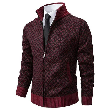Giacca in maglia da uomo con zip e collo alto 4