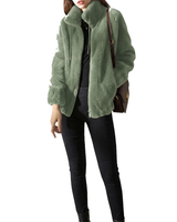 Giacca in pile con zip e collo alto da donna 1