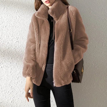 Giacca in pile con zip e collo alto da donna 2