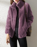 Giacca in pile con zip e collo alto da donna 3