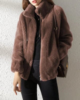 Giacca in pile con zip e collo alto da donna 5