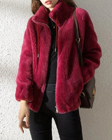 Giacca in pile con zip e collo alto da donna 6