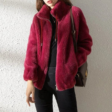 Giacca in pile con zip e collo alto da donna 6