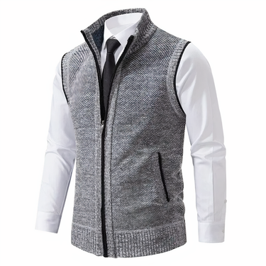 Gilet in maglia con zip e collo alto da uomo 2