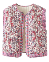 Gilet trapuntato da donna con stampa floreale 1