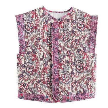 Gilet trapuntato da donna con stampa floreale 2
