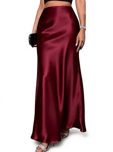 Gonna lunga in raso a vita alta da donna 1