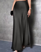 Gonna lunga in raso a vita alta da donna 16