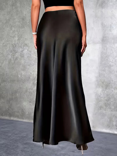 Gonna lunga in raso a vita alta da donna 17
