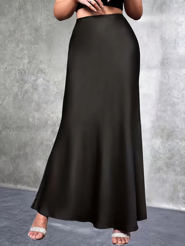 Gonna lunga in raso a vita alta da donna 18