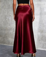 Gonna lunga in raso a vita alta da donna 2