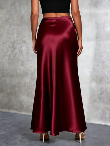 Gonna lunga in raso a vita alta da donna 2