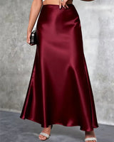 Gonna lunga in raso a vita alta da donna 4