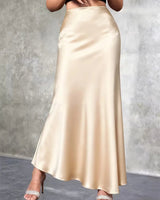 Gonna lunga in raso a vita alta da donna 9