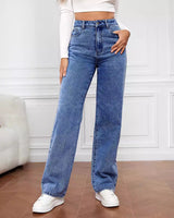 Jeans a gamba dritta a vita alta da donna 4