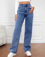 Jeans a gamba dritta a vita alta da donna 6
