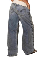 Jeans a gamba larga da donna con design a pannelli 2