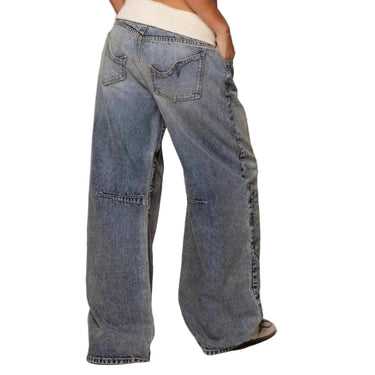 Jeans a gamba larga da donna con design a pannelli 2