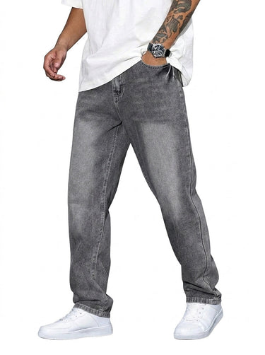 Jeans in denim vestibilità rilassata da uomo 1