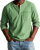 Maglia Henley a maniche lunghe da uomo con taschino 1