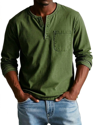 Maglia Henley a maniche lunghe da uomo con taschino 2