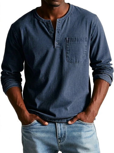 Maglia Henley a maniche lunghe da uomo con taschino 3