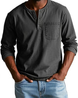 Maglia Henley a maniche lunghe da uomo con taschino 5