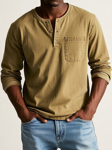 Maglia Henley a maniche lunghe da uomo con taschino 7