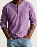 Maglia Henley a maniche lunghe da uomo con taschino 8