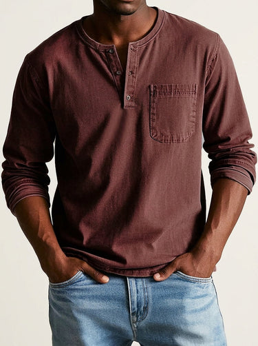 Maglia Henley a maniche lunghe da uomo con taschino 9