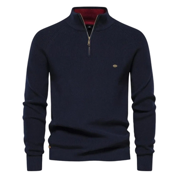 Maglione a coste con zip a un quarto da uomo 1