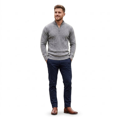 Maglione a trecce da uomo con zip a un quarto 1