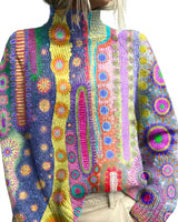 Maglione in maglia a collo alto da donna con motivo astratto