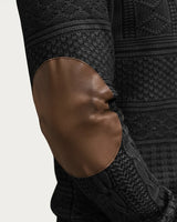 Maglione in maglia a motivi geometrici con zip a un quarto e toppe sui gomiti da uomo 12