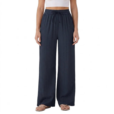 Pantaloni a gamba larga da donna con vita a coulisse 1