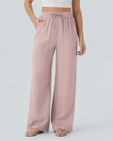 Pantaloni a gamba larga da donna con vita a coulisse 11