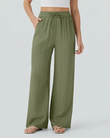 Pantaloni a gamba larga da donna con vita a coulisse 7