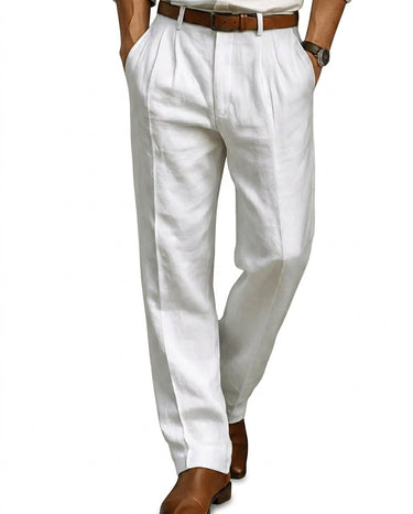 Pantaloni a pieghe da uomo con passanti per cintura 1