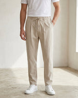 Pantaloni a pieghe da uomo con vita a coulisse 4