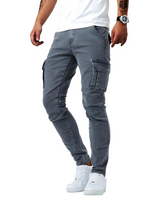 Pantaloni cargo uomo slim fit con tasche a patta 1