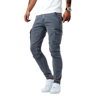 Pantaloni cargo uomo slim fit con tasche a patta 1
