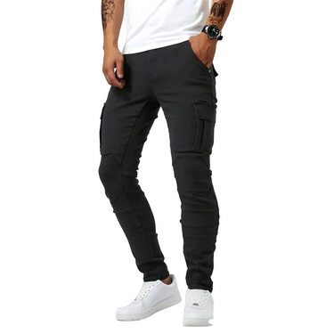Pantaloni cargo uomo slim fit con tasche a patta 2