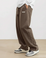 Pantaloni da uomo a gamba larga in velluto a coste con vita elastica 4