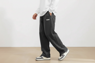 Pantaloni da uomo a gamba larga in velluto a coste con vita elastica 6