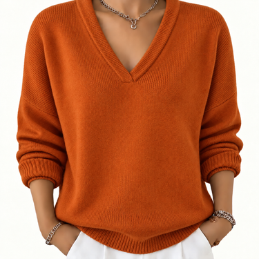 Pullover in maglia a maniche lunghe con scollo a V da donna 5